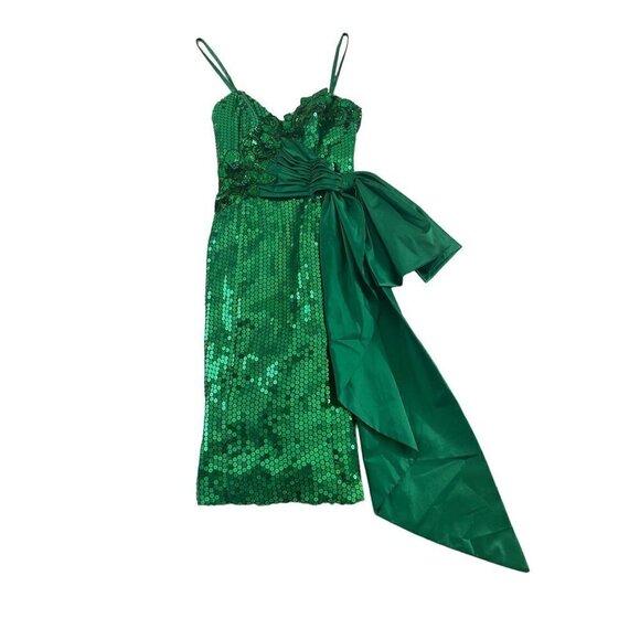 Vintage Alyce Designs Women's Green Sequin Cocktail Dress - 8 - Picture 1 of 12